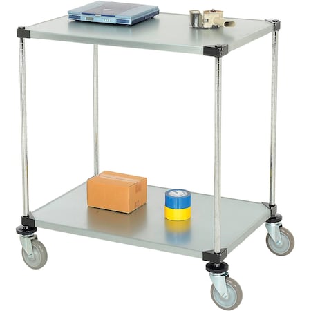 Nexel 2 Shelf Cart, Galvanized, 36inW x 24inD x 39inH, Polyurethane Casters 188883